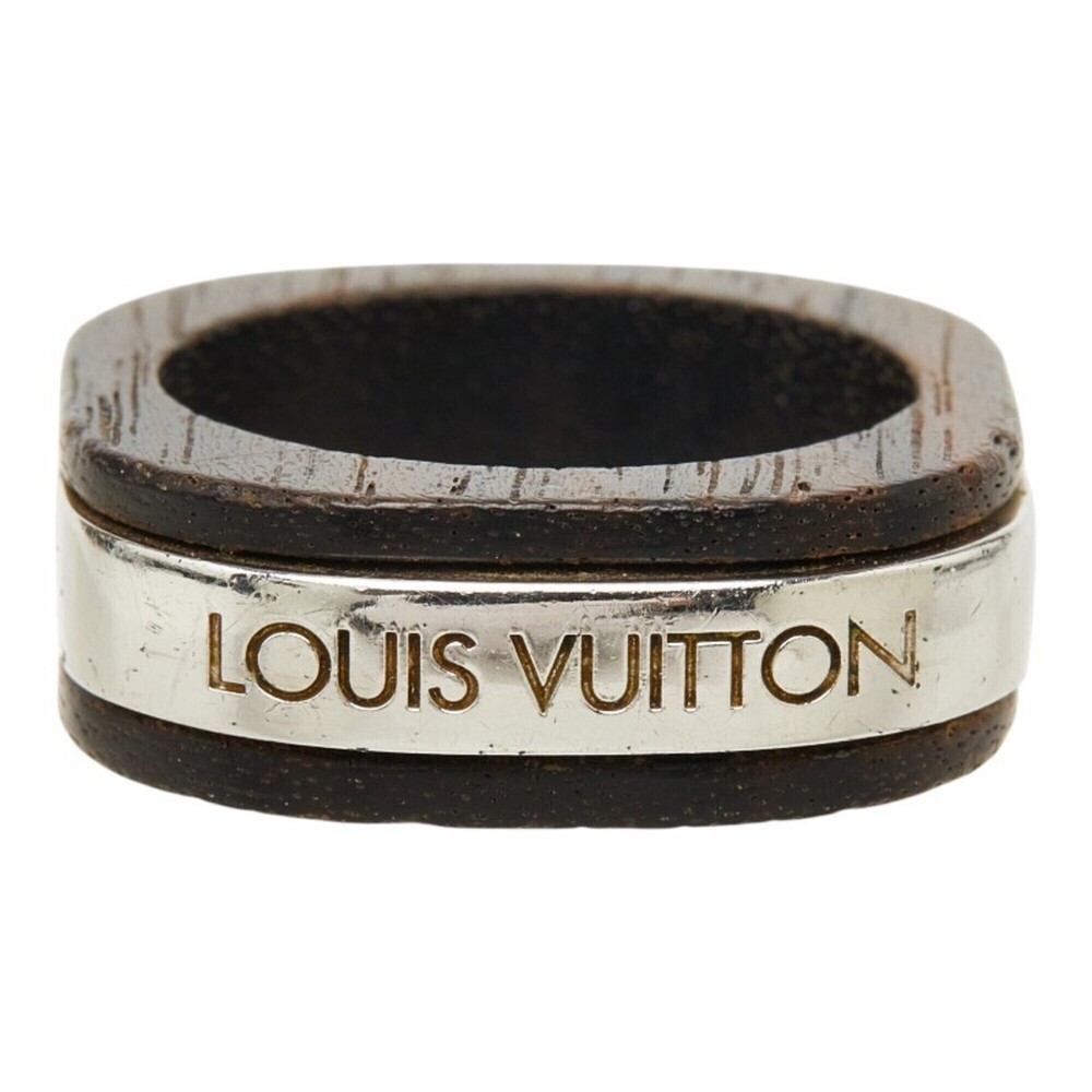 Louis Vuitton Bague Bois et Wood Ring, Brown Silver Metal Ring for Women.